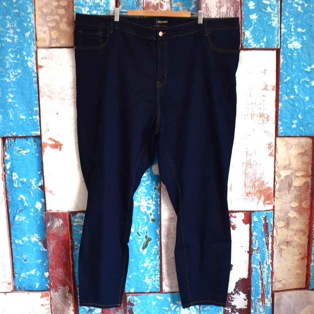 Women's Old Navy High-Rise Tummy Jeans Belted SIZE 28 PLUS Rinse NEW